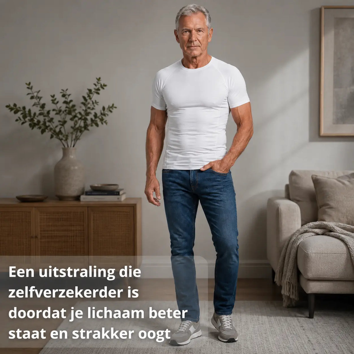 Postuur support shirt heren wit, discreet onder kleding