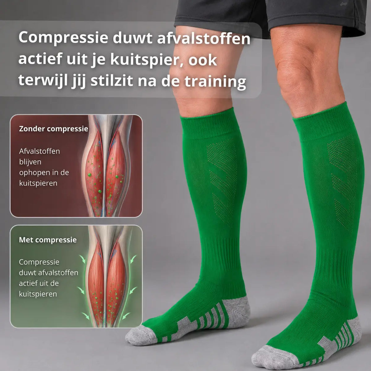 Sportkousen heren zwart, compressie voor actieve dagen