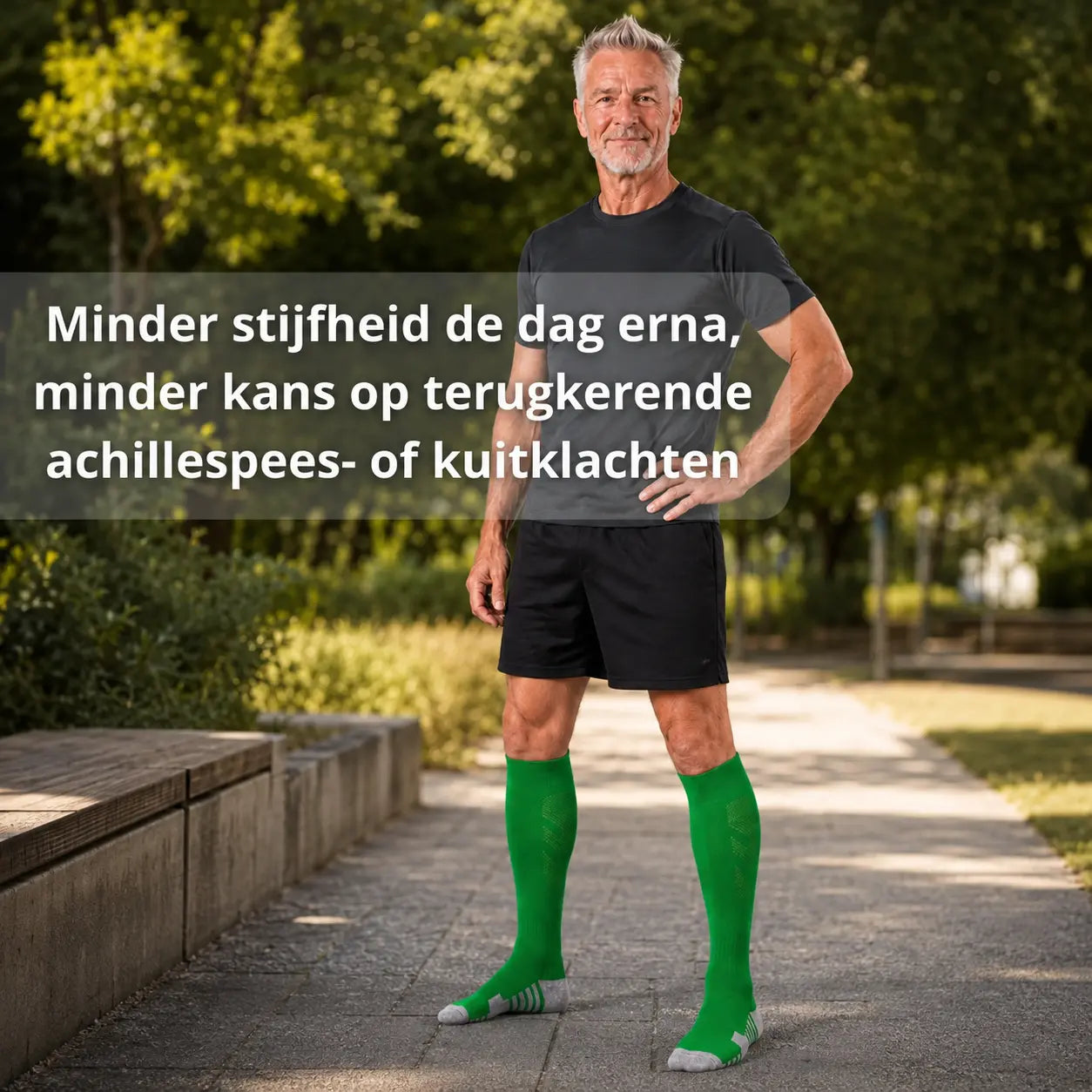 Sport compressiekousen heren blauw, ondersteunt doorbloeding