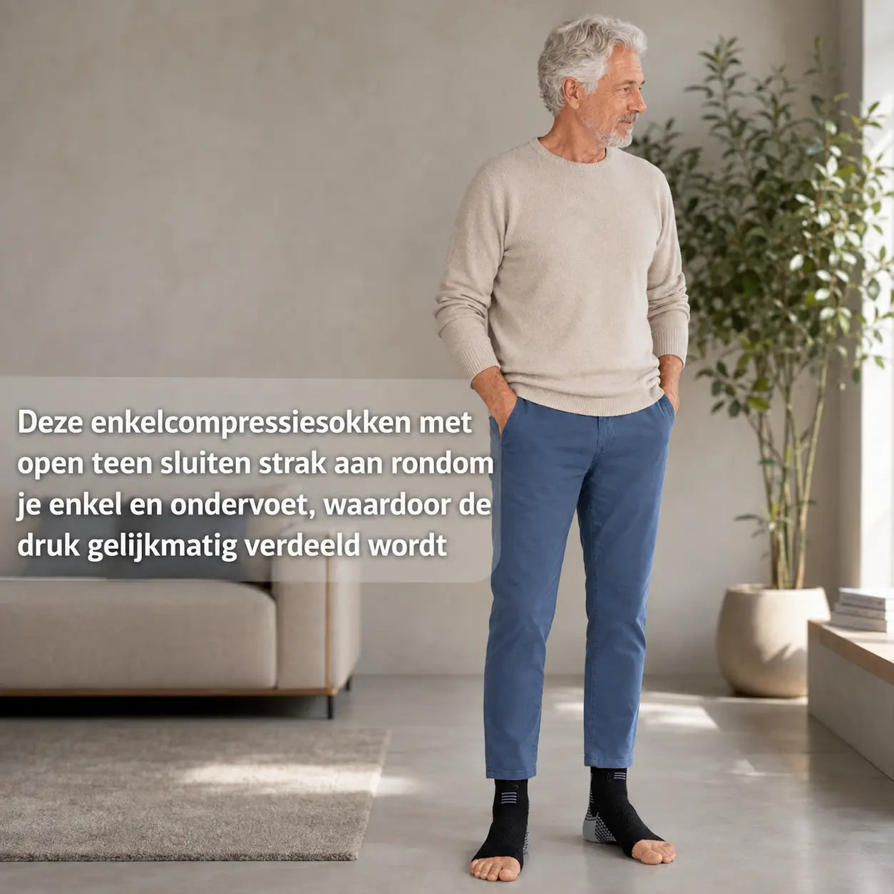 Compressiesokken open teen, ademend materiaal