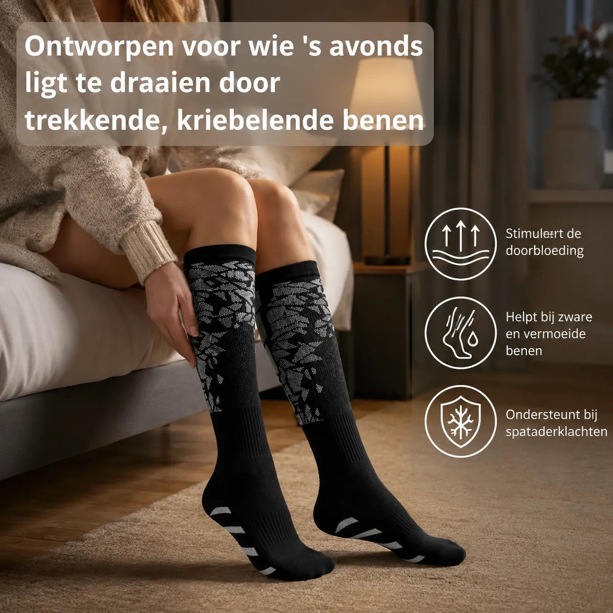 Steunkousen tegen rusteloze benen, nachtelijke onrust
