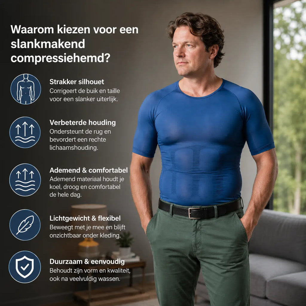 Compressie shirt heren, slank en ondersteunend