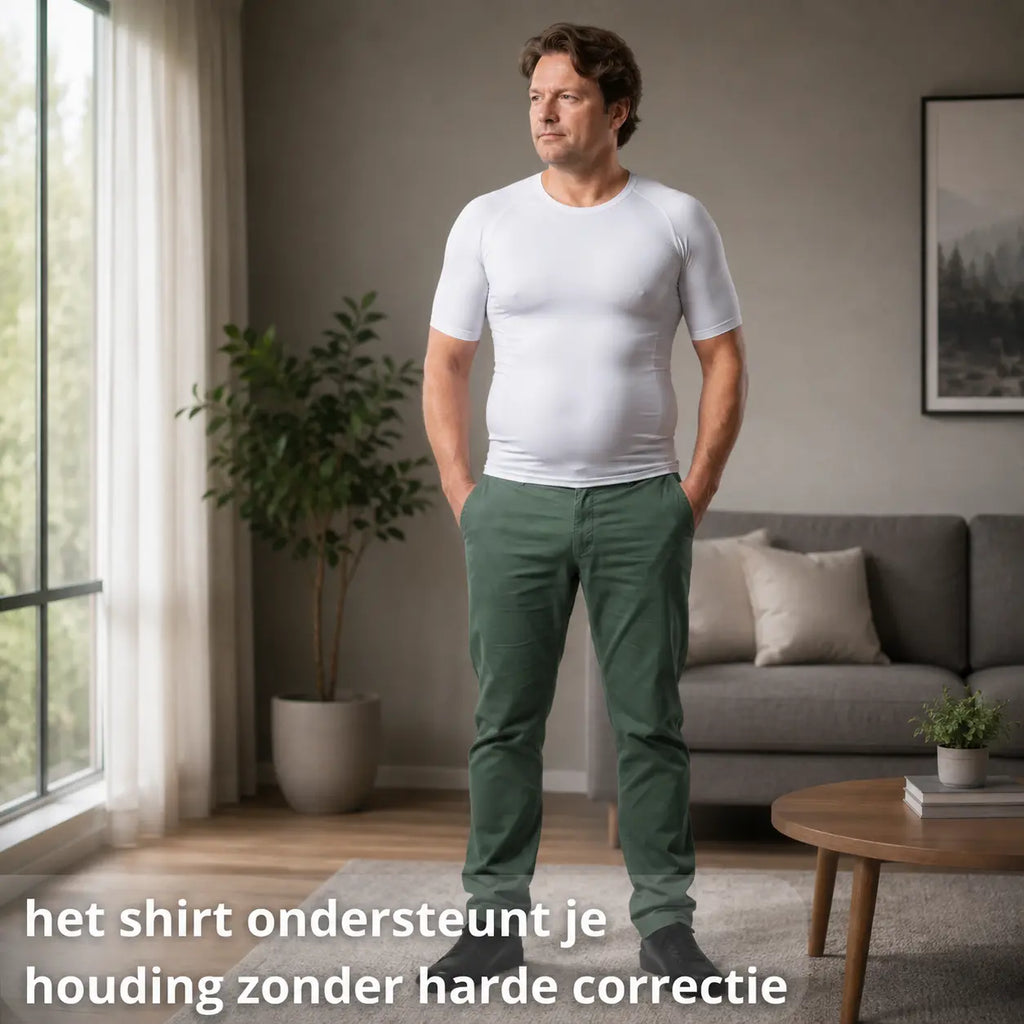 Slankmakend compressiehemd heren, naadloze ondersteuning