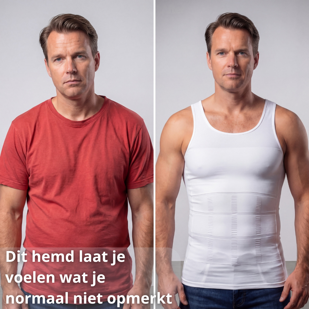 compressie hemd heren, corrigerend hemd buik, shapewear mannen, strak ondershirt afslankend, body shaping shirt heren, buik weg shirt, posture correctie hemd, compressie shirt fitness, shapewear top mannen, corrigerend ondergoed heren