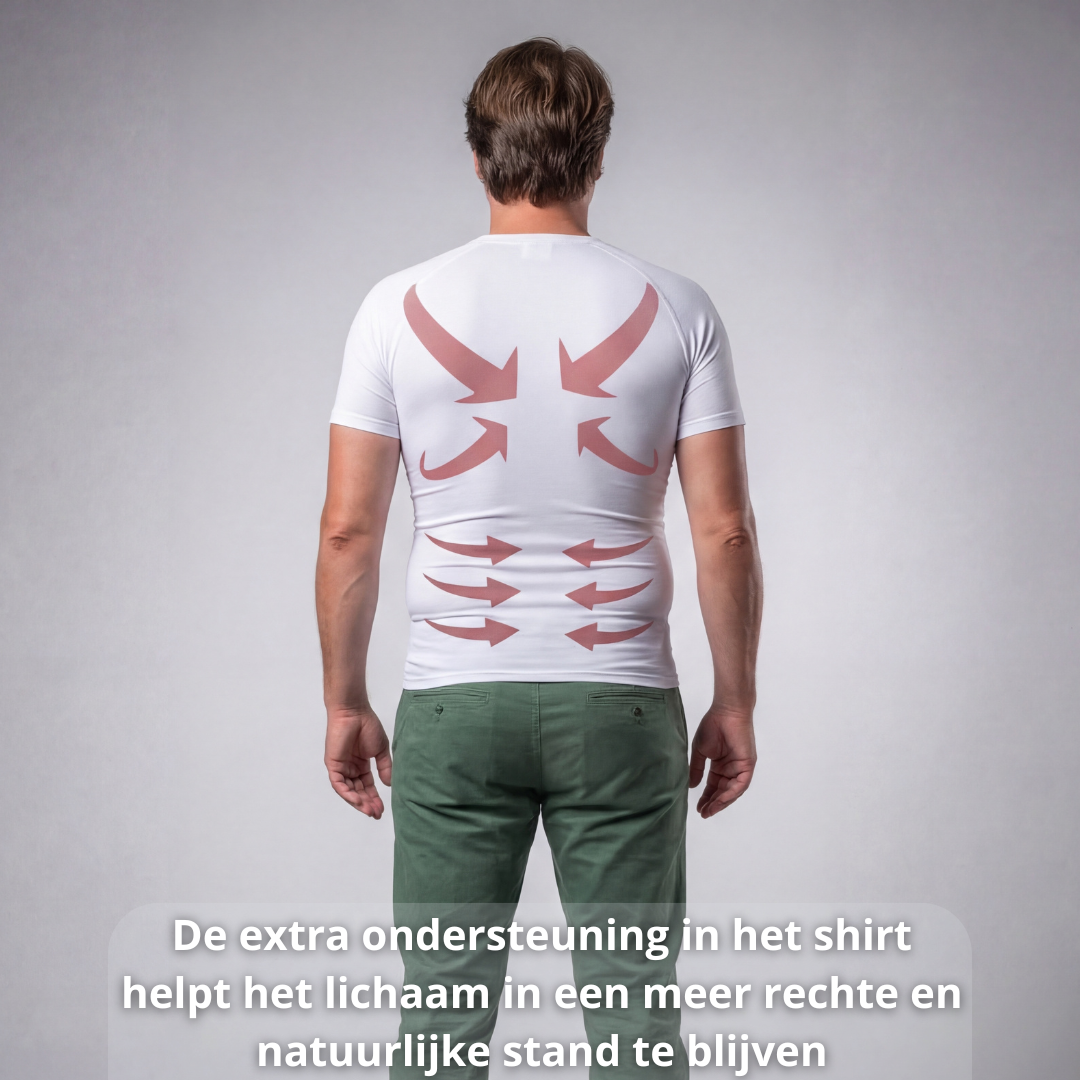 compressie hemd heren, compressie shirt heren, houding hemd heren, postuur shirt heren, compressie kleding heren, rug ondersteuning hemd, schouder ondersteuning shirt, houding verbeteren heren, strak hemd heren, slank shirt heren, onder kleding shirt heren, compressie top heren