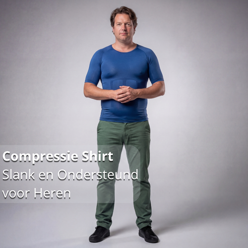 compressie shirt heren, compressie t-shirt heren, houding shirt heren, postuur shirt heren, compressie kleding heren, rug ondersteuning shirt, schouder ondersteuning shirt, houding verbeteren heren, strak shirt heren, slank shirt heren, ondershirt heren, compressie top heren