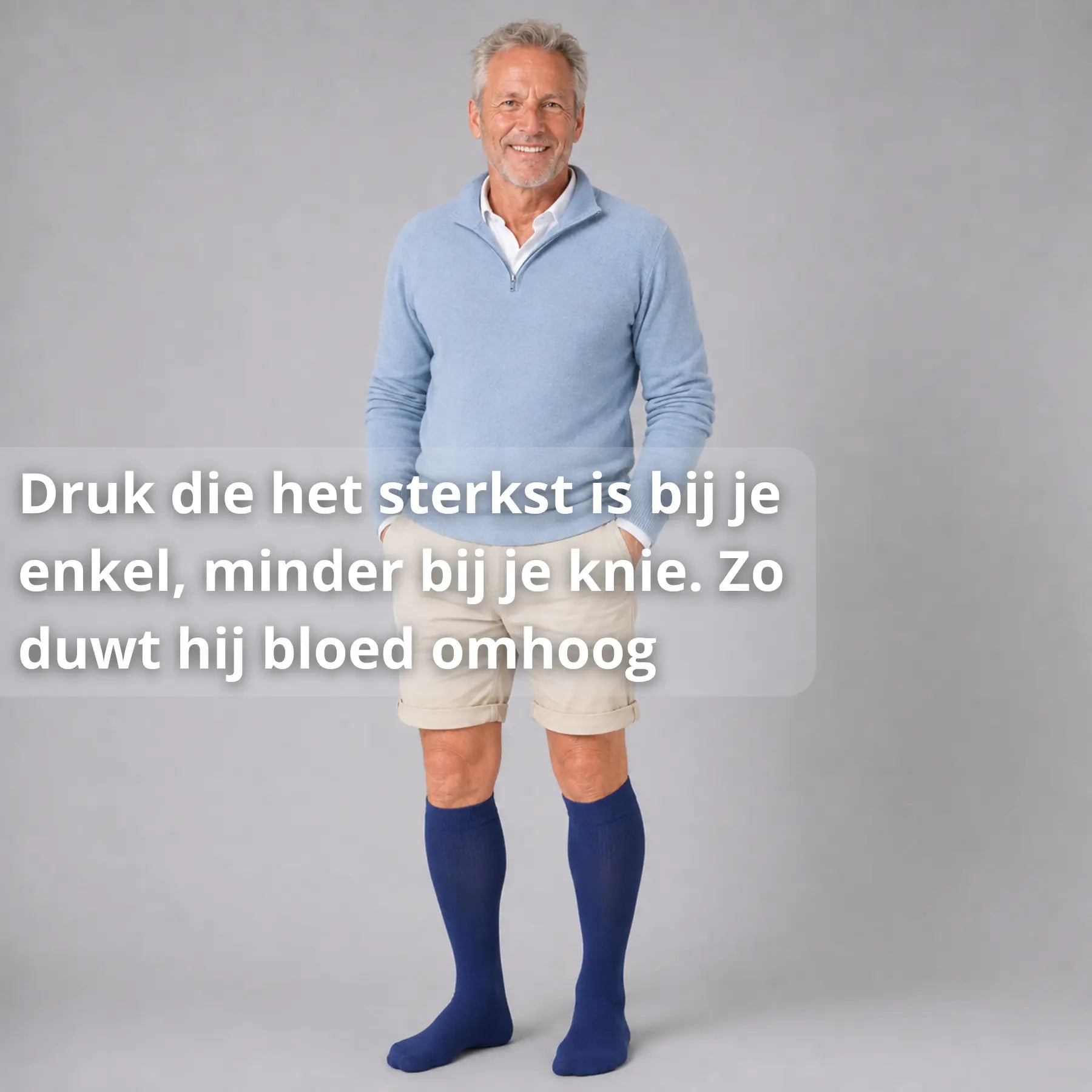 Vrouw draagt compressiekousen tegen spataderen en zware benen