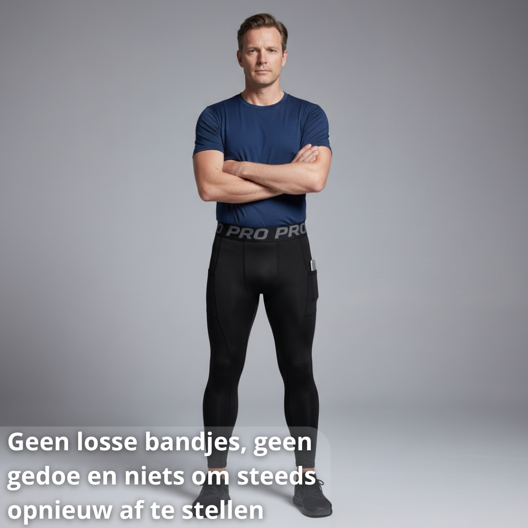 postuur broek heren, compressie broek heren, houding broek heren, compressie kleding heren, shapewear heren broek, core ondersteuning broek, heup ondersteuning heren, onderlichaam support, strakke pasvorm broek, stabiliteit broek heren