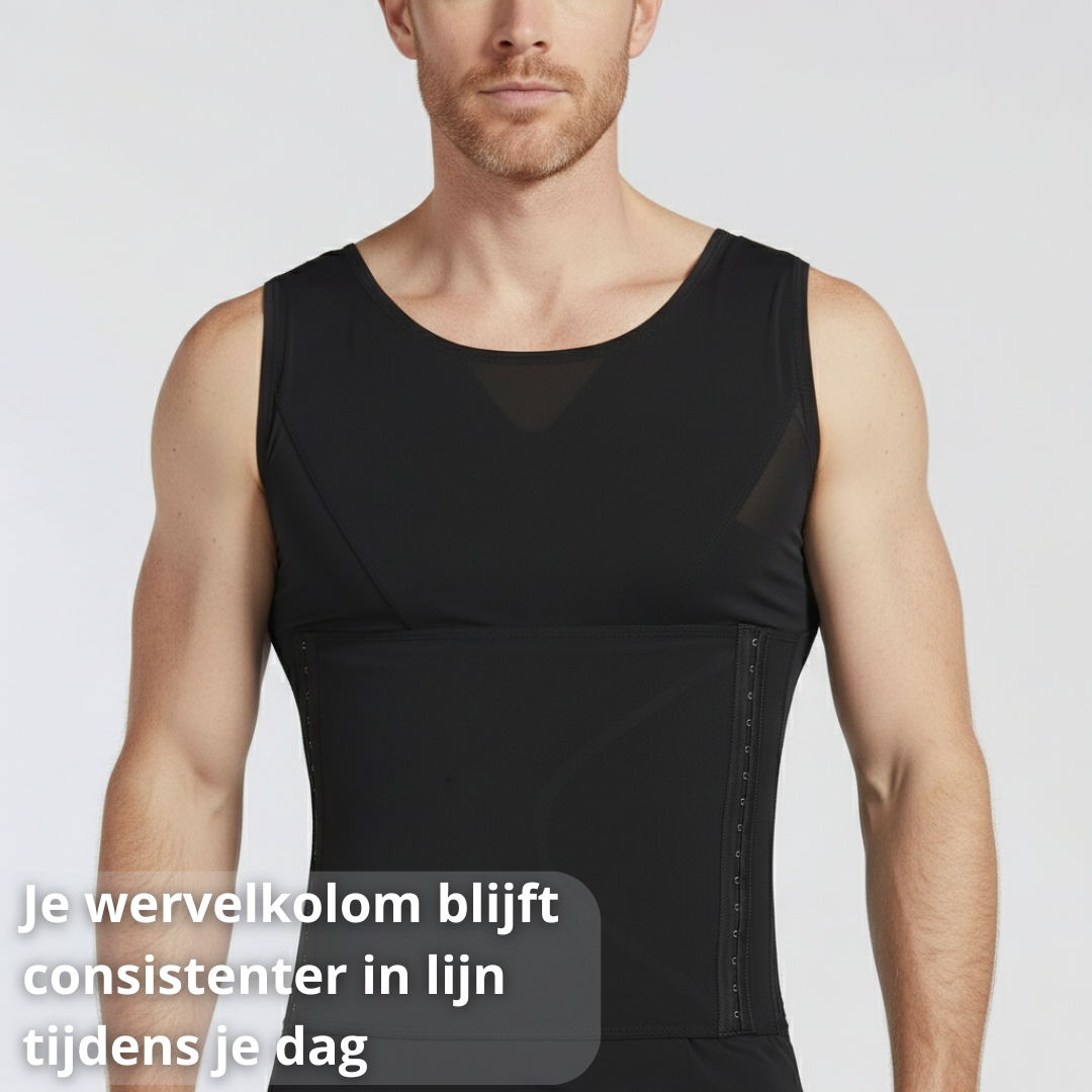 postuur hemd heren, houding correctie shirt, rug ondersteuning shirt, posture shirt mannen, houding verbeteren kleding, rug correctie shirt heren, compressie shirt houding, rechte rug shirt, ergonomisch shirt heren, posture corrector kleding