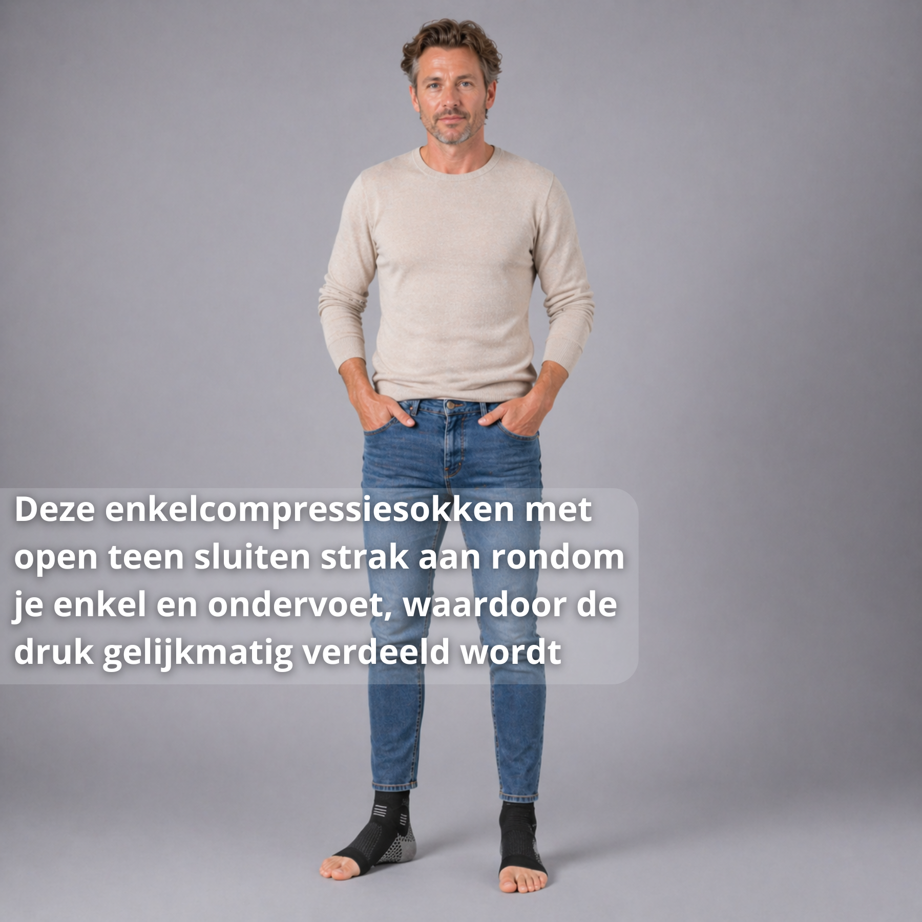 Enkelcompressiesokken Met Open Teen - Universeel