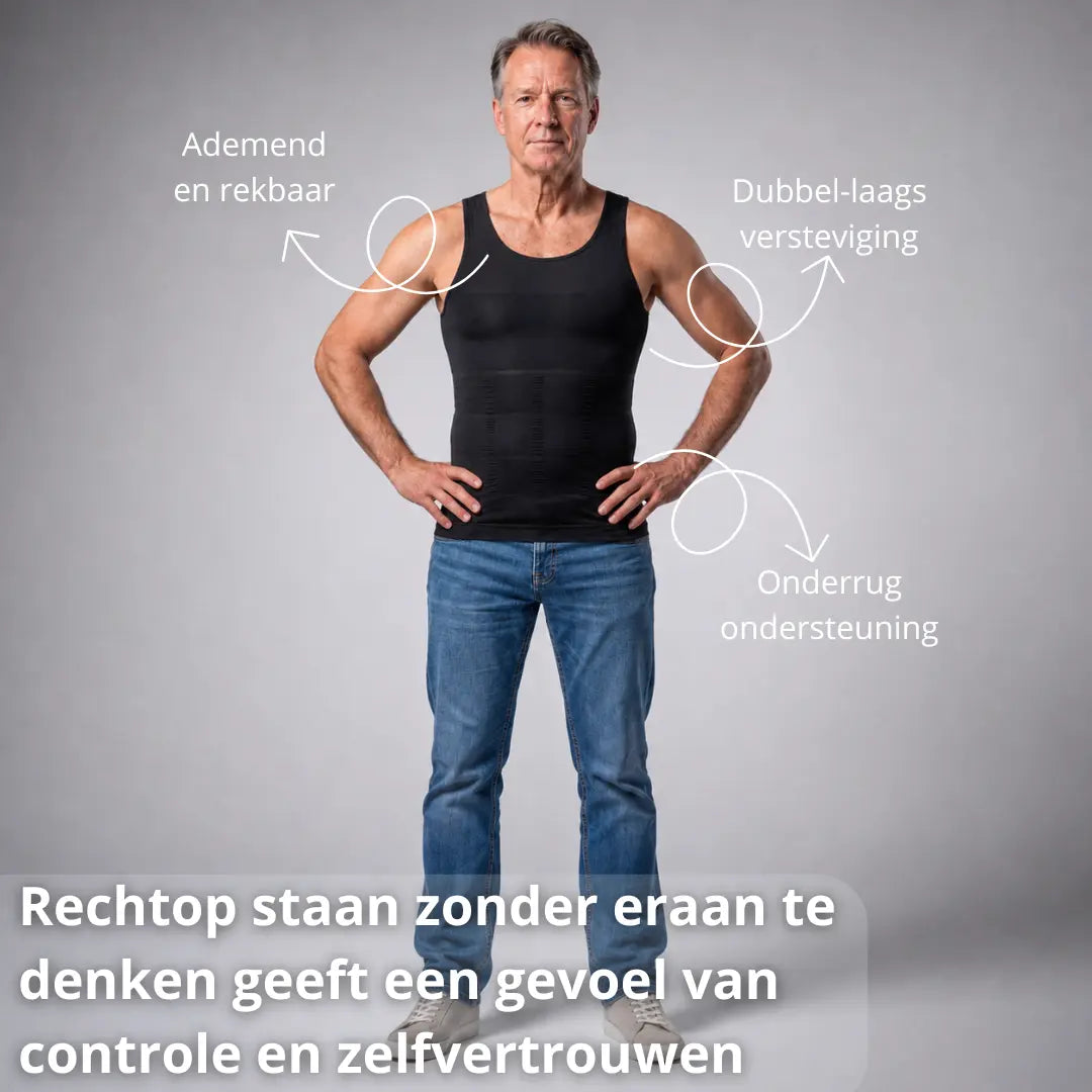 Compressie Hemd Heren – Direct Een Strakker Postuur Onder Elk Shirt - Postuurkleding - 
