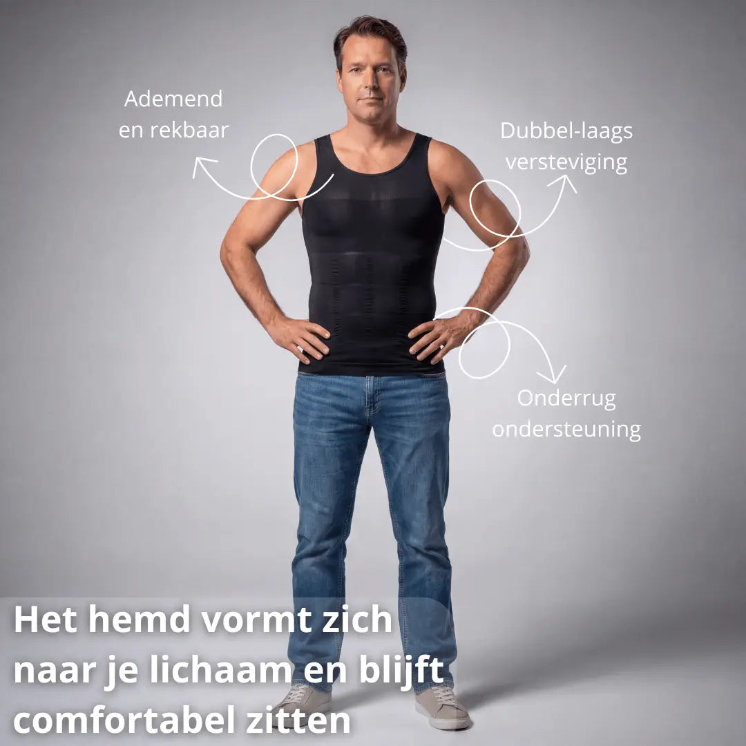 Compressie Hemd – Slank, Recht En Zelfverzekerd - Heren - Postuurkleding - 