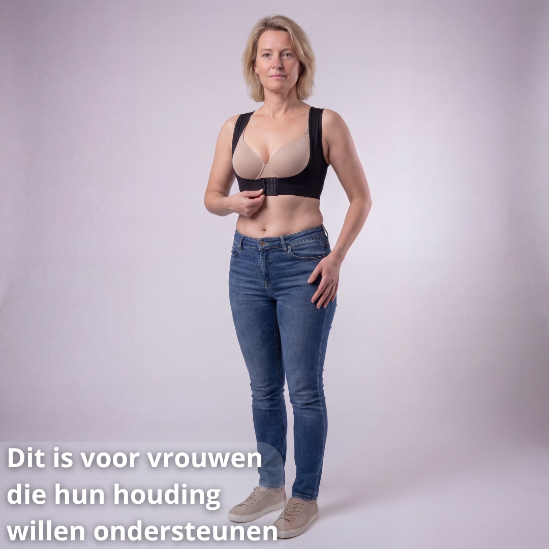 postuur top dames, houding top dames, compressie top dames, postuur shirt dames, houding correctie dames, rug ondersteuning top, schouder ondersteuning dames, houding verbeteren dames, shapewear top dames, corrigerende top dames