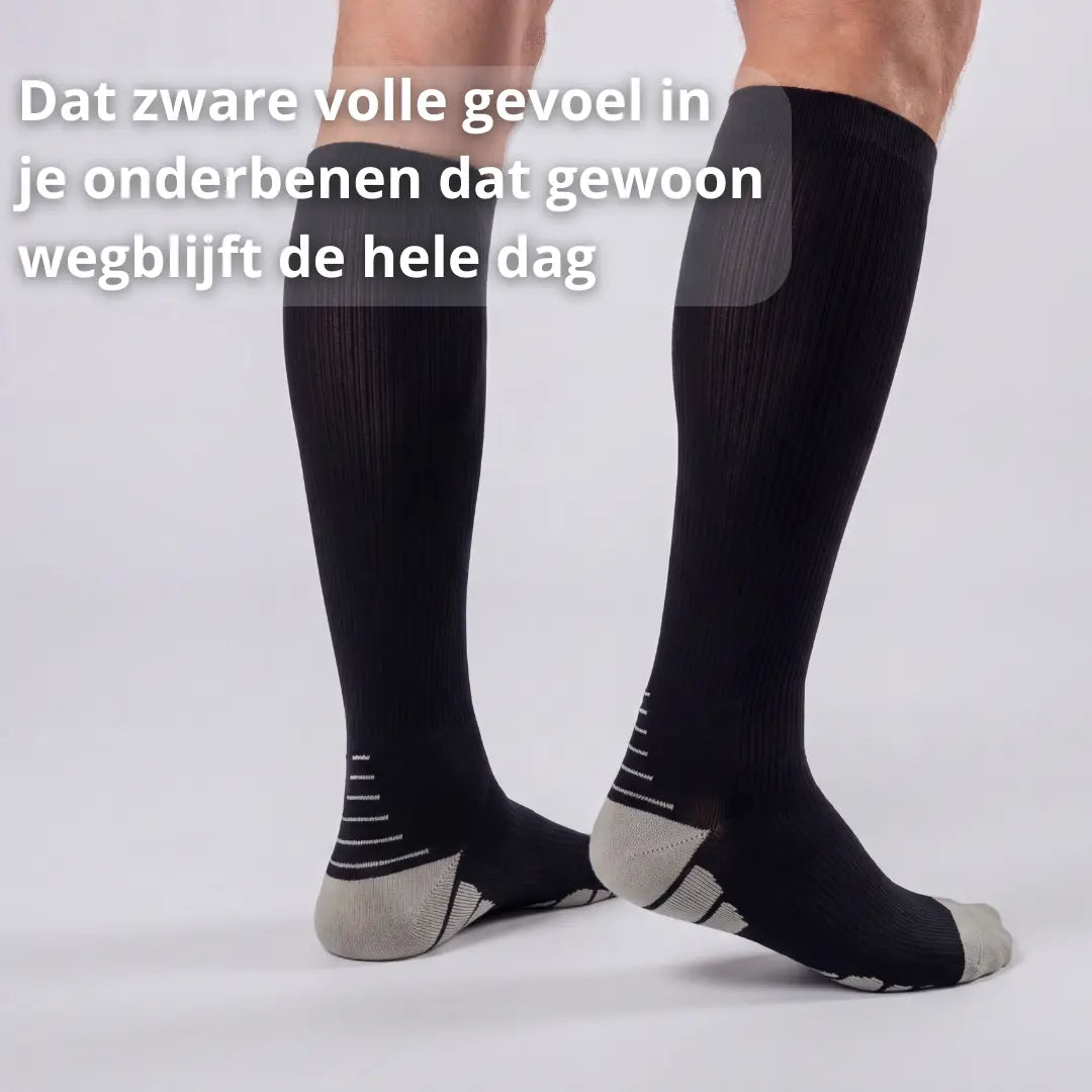 compressiekousen heren zware benen, werkdag staand beroep, enkels normaal blijven, zware benen oplossing, lang staan lopen werk, marineblauw zwart heren, benen licht dagelijks, autorijden reizen enkels, graduele compressie heren, compressiekousen heren dagelijks gebruik