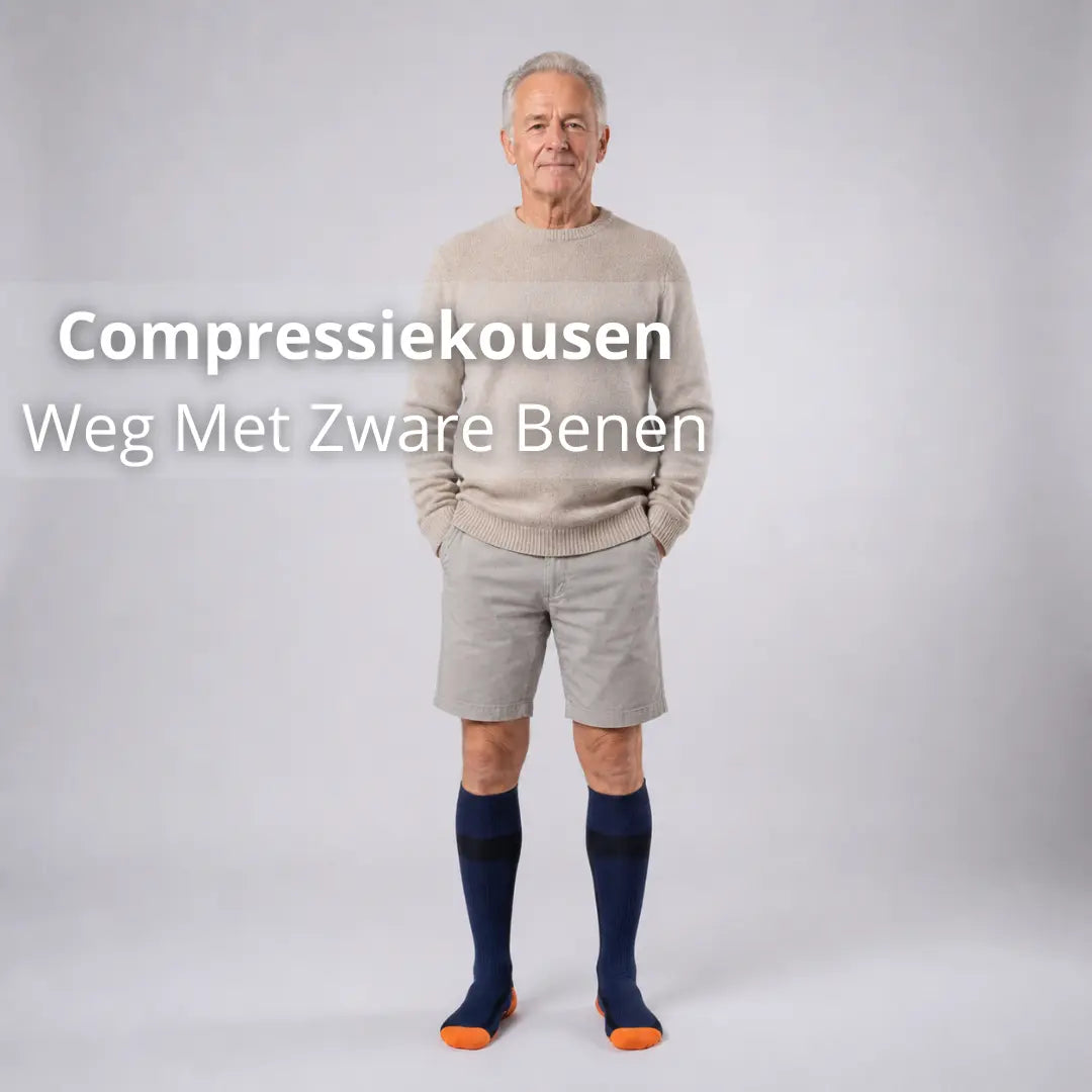 compressiekousen heren zware benen, werkdag staand beroep, enkels normaal blijven, zware benen oplossing, lang staan lopen werk, marineblauw zwart heren, benen licht dagelijks, autorijden reizen enkels, graduele compressie heren, compressiekousen heren dagelijks gebruik