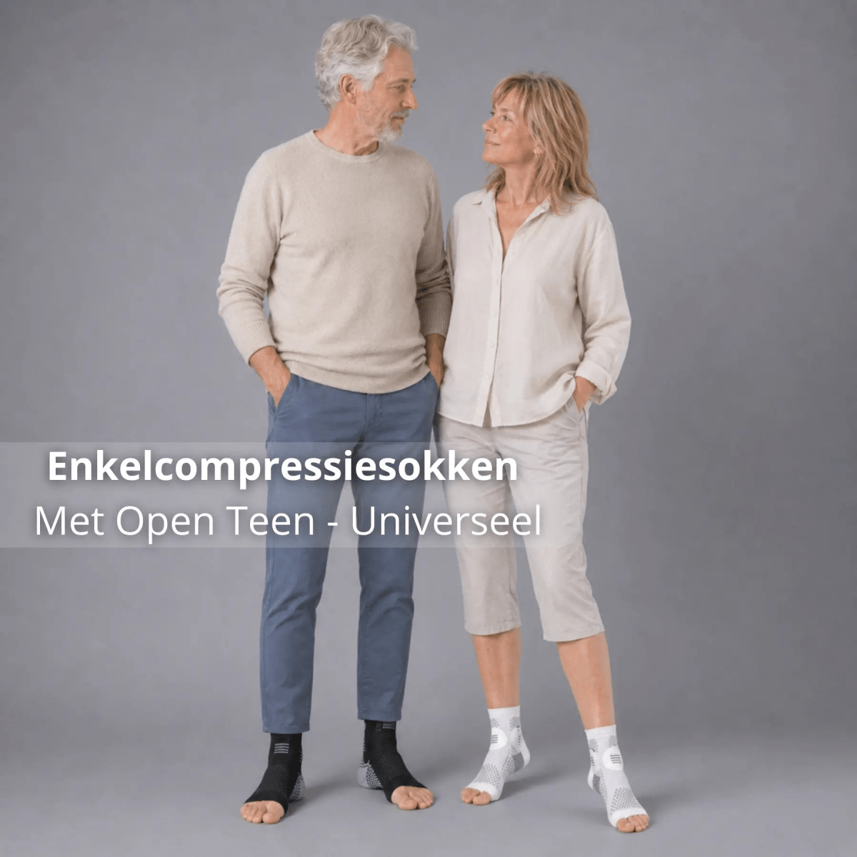 enkelcompressiesokken open teen, opgezette enkels oplossing, enkel ondersteuning dagelijks, open teen comfort, zwelling enkels voorkomen, enkels normaal blijven, schoenen passen dagelijks, enkel ondervoet druk, universeel maat S M L XL, enkelcompressiesokken thuis werk reizen
